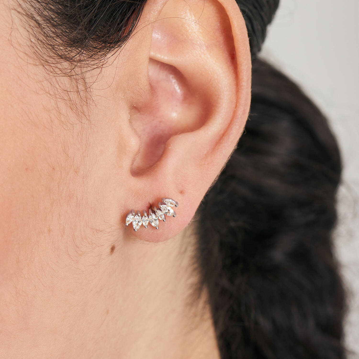  Ear Edit - Boucles d'oreilles à puces - Argent / Rhodié - Zircone